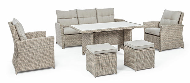 Set da giardino 5 posti con tavolino e pouf Ariel Cappuccino