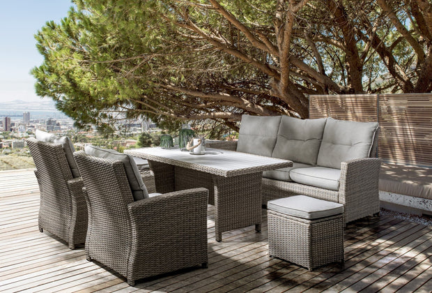 Set da giardino 5 posti con tavolino e pouf Ariel Cappuccino (1)