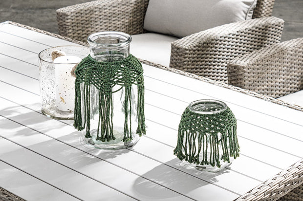 Set da giardino 5 posti con tavolino e pouf Ariel Cappuccino (2)