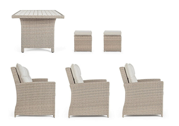 Set da giardino 5 posti con tavolino e pouf Ariel Cappuccino (3)