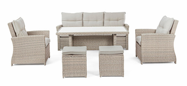 Set da giardino 5 posti con tavolino e pouf Ariel Cappuccino (6)