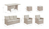 Set da giardino 5 posti con tavolino e pouf Ariel Cappuccino (12)