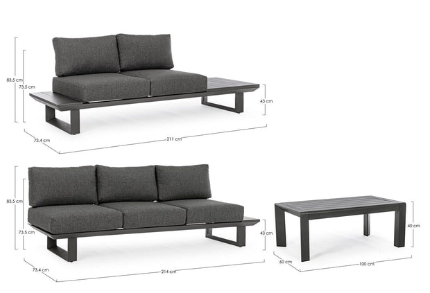 Set da giardino 5 posti con tavolino Konnor Antracite (15)