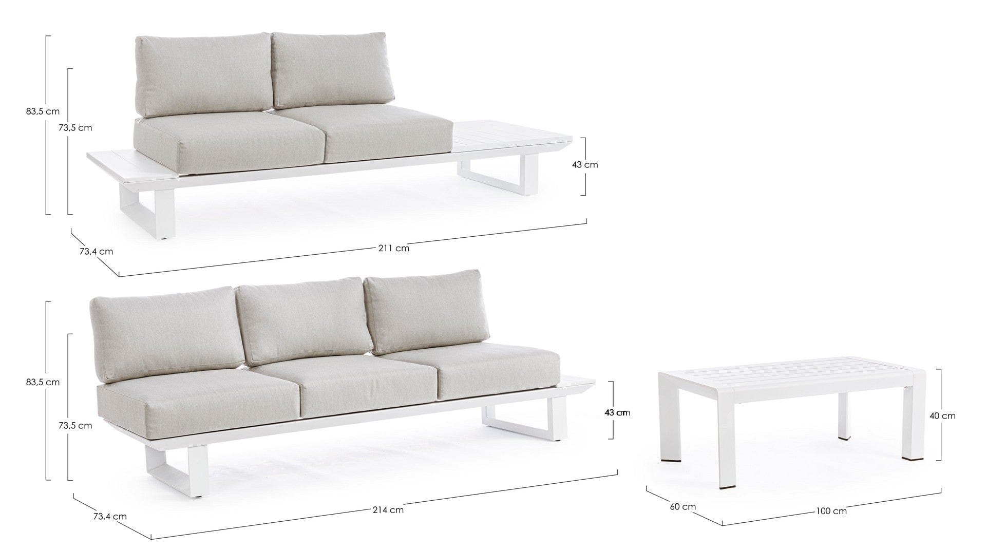 Set da giardino 5 posti con tavolino Konnor Grigio (13)