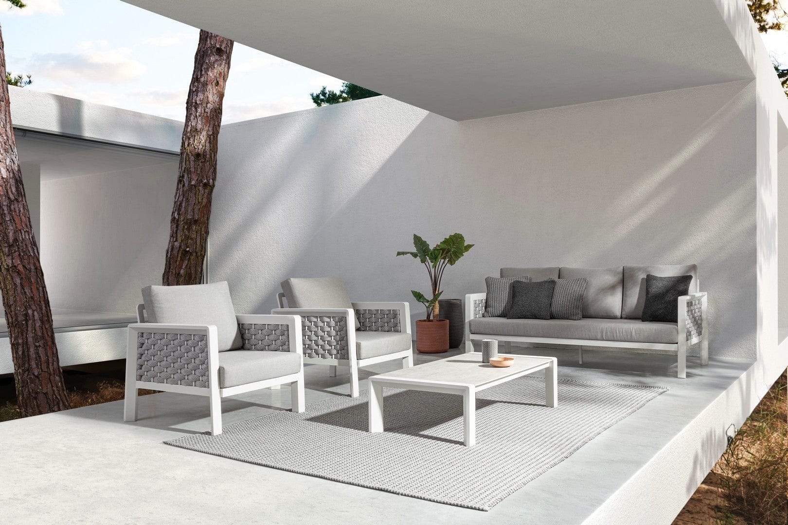Set da giardino 5 posti con tavolino Otavio Grigio (1)