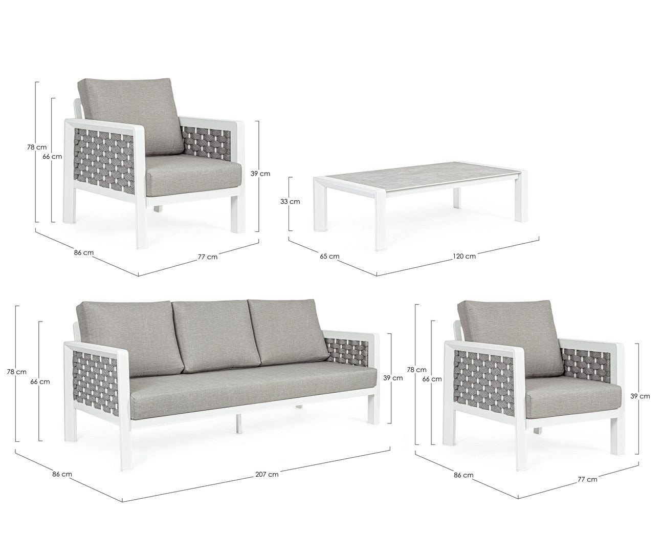 Set da giardino 5 posti con tavolino Otavio Grigio (15)