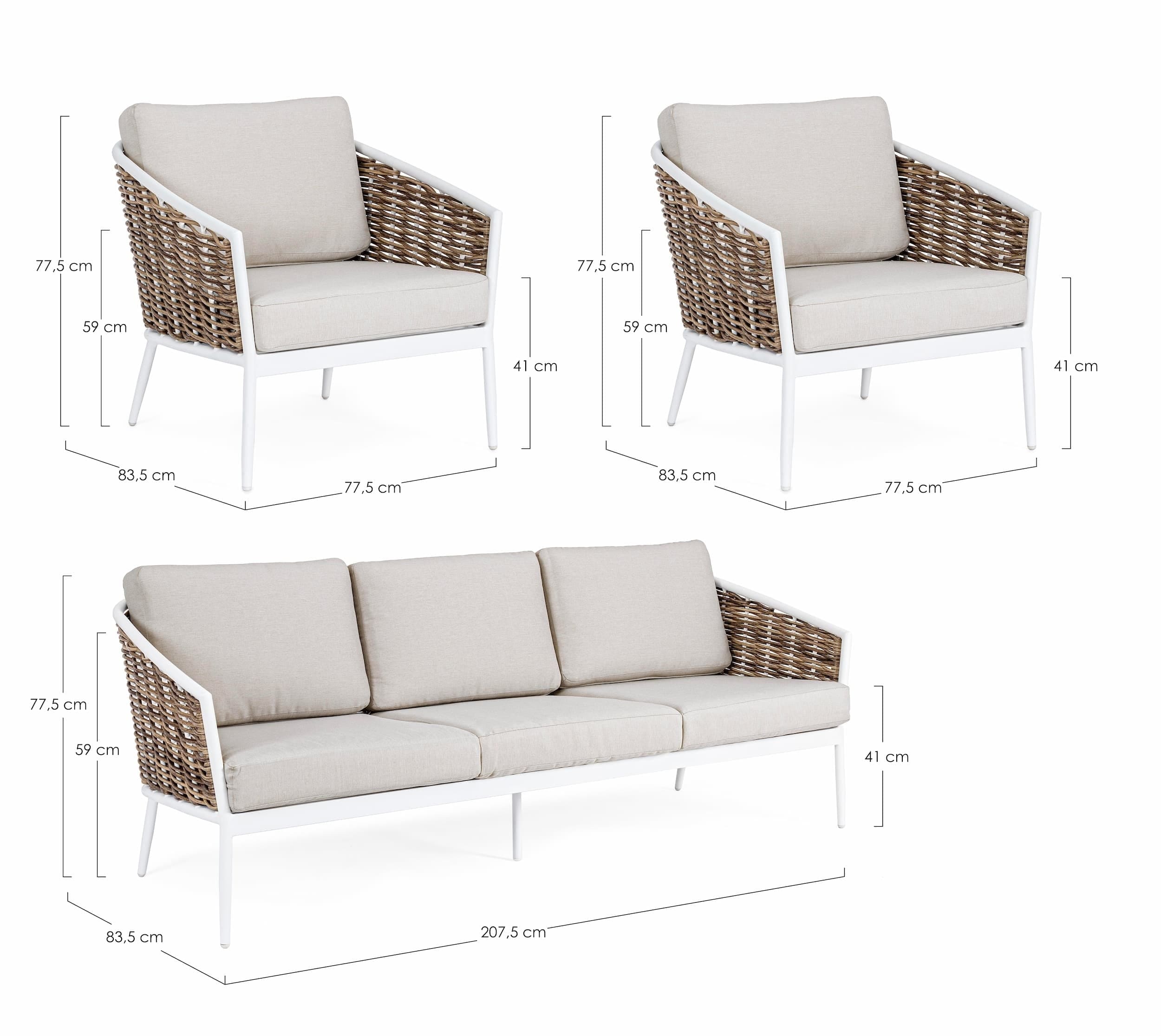 Set da giardino 5 posti Maribela Bianco (10)