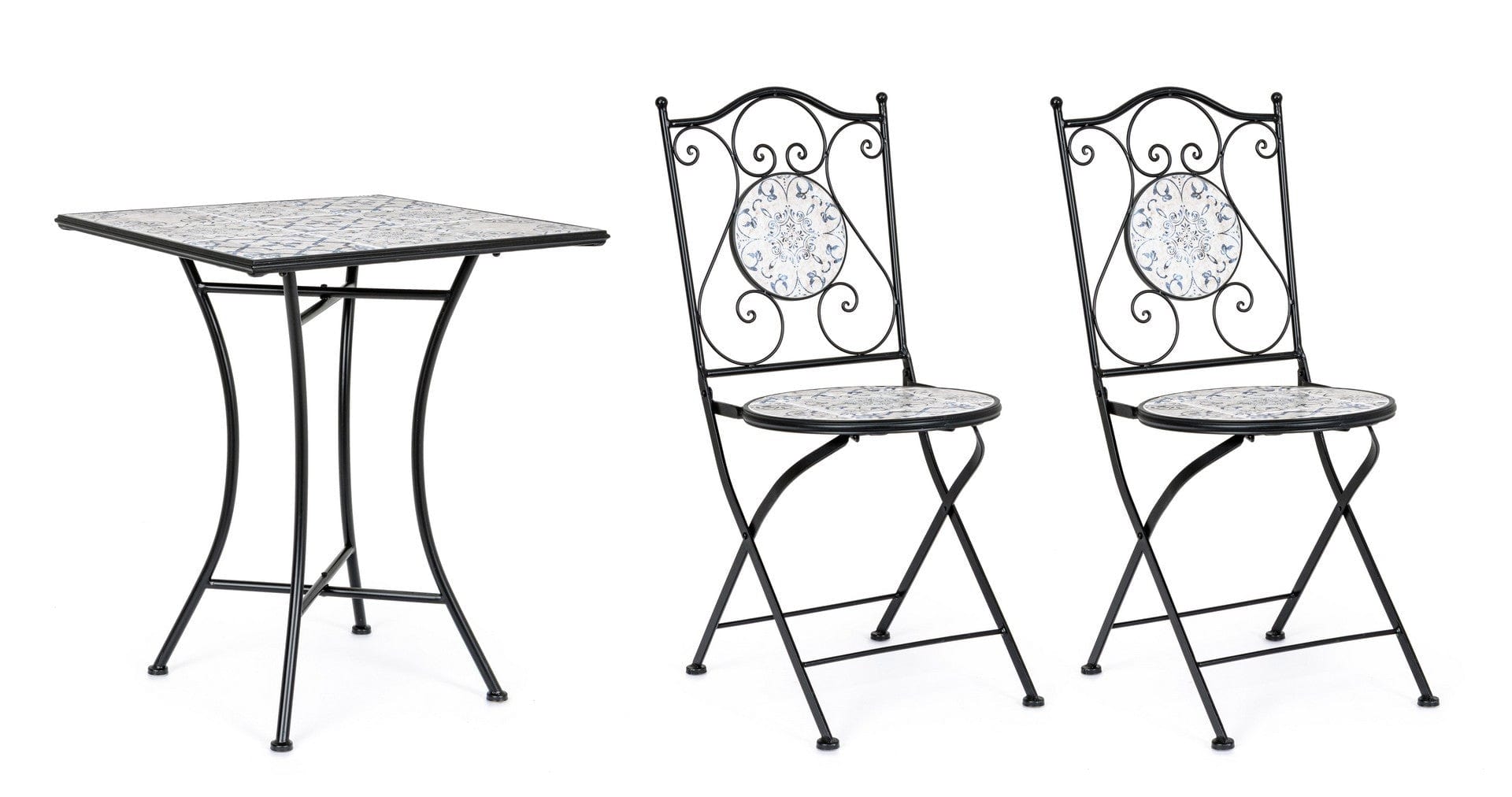 Set da giardino con 2 sedie ed un tavolo pieghevoli Erice Square Multicolore (3)