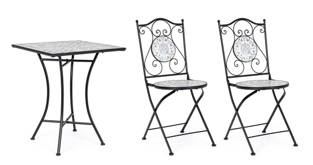 Set da giardino con 2 sedie ed un tavolo pieghevoli Erice Square Multicolore (3)