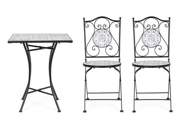Set da giardino con 2 sedie ed un tavolo pieghevoli Erice Square Multicolore (4)