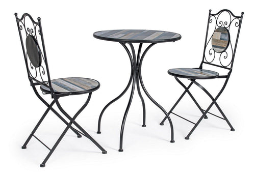 Set da giardino con 2 sedie ed un tavolo pieghevoli Huston Multicolore