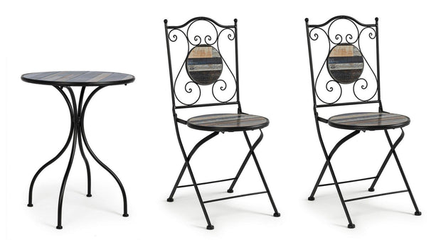 Set da giardino con 2 sedie ed un tavolo pieghevoli Huston Multicolore (2)