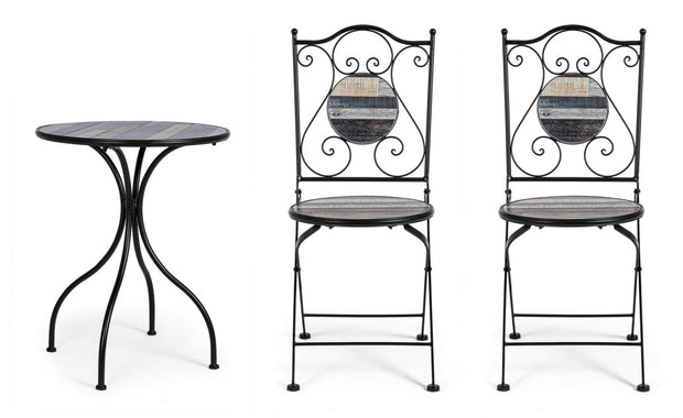 Set da giardino con 2 sedie ed un tavolo pieghevoli Huston Multicolore (3)
