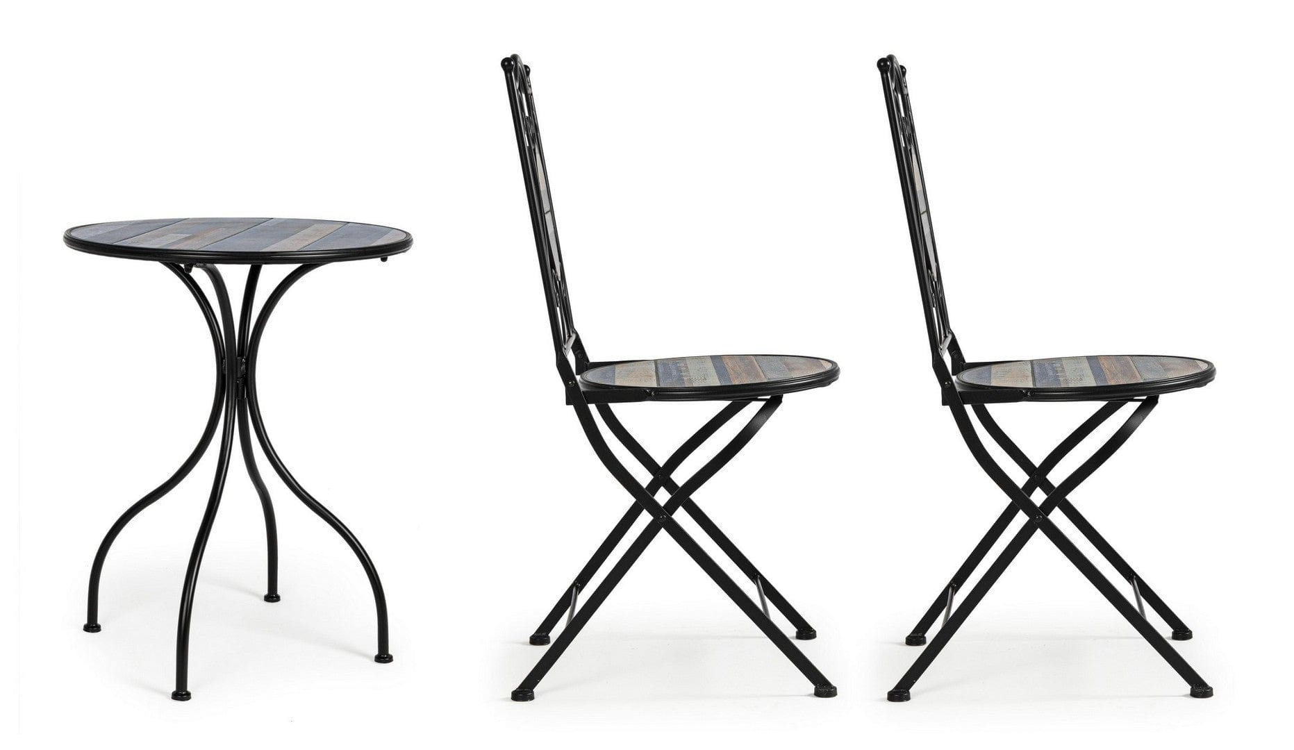 Set da giardino con 2 sedie ed un tavolo pieghevoli Huston Multicolore (4)