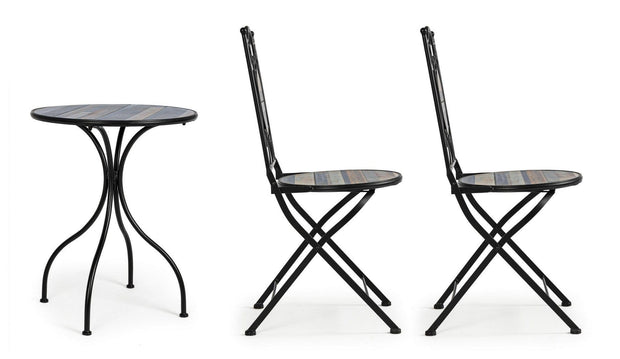 Set da giardino con 2 sedie ed un tavolo pieghevoli Huston Multicolore (4)