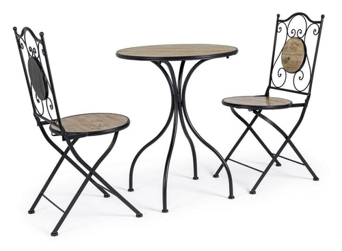 Set da giardino con 2 sedie ed un tavolo pieghevoli Kansas Naturale