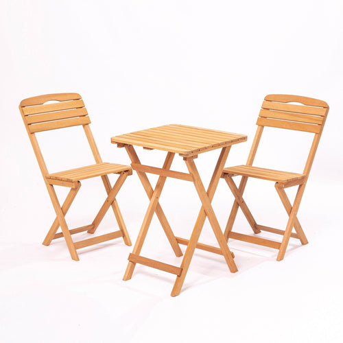 Set da giardino con 2 sedie ed un tavolo pieghevoli MY002 Naturale