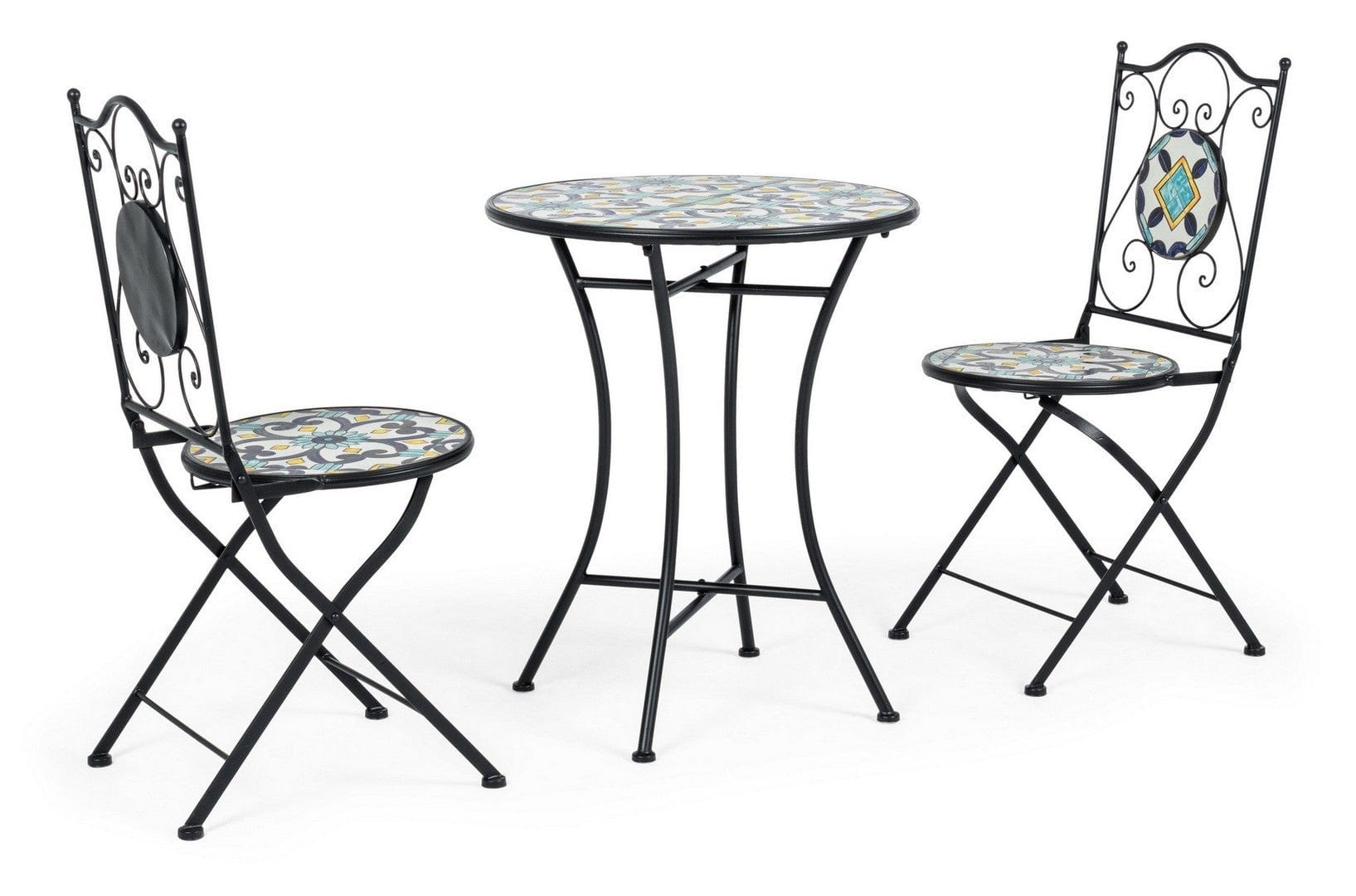 Set da giardino con 2 sedie ed un tavolo pieghevoli Positano Multicolore