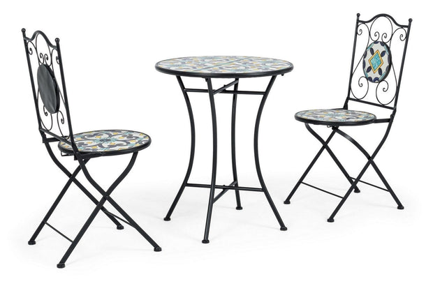 Set da giardino con 2 sedie ed un tavolo pieghevoli Positano Multicolore