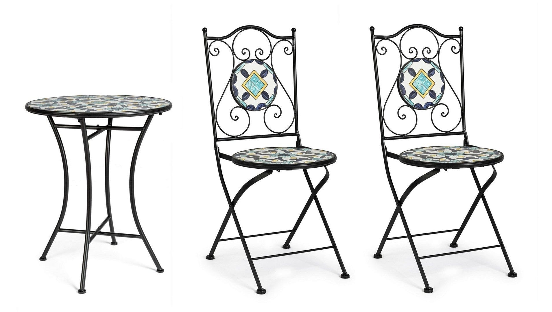 Set da giardino con 2 sedie ed un tavolo pieghevoli Positano Multicolore (2)