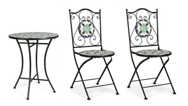 Set da giardino con 2 sedie ed un tavolo pieghevoli Positano Multicolore (2)