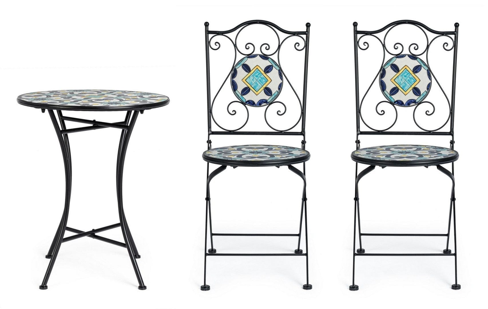 Set da giardino con 2 sedie ed un tavolo pieghevoli Positano Multicolore (3)