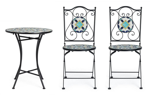 Set da giardino con 2 sedie ed un tavolo pieghevoli Positano Multicolore (3)