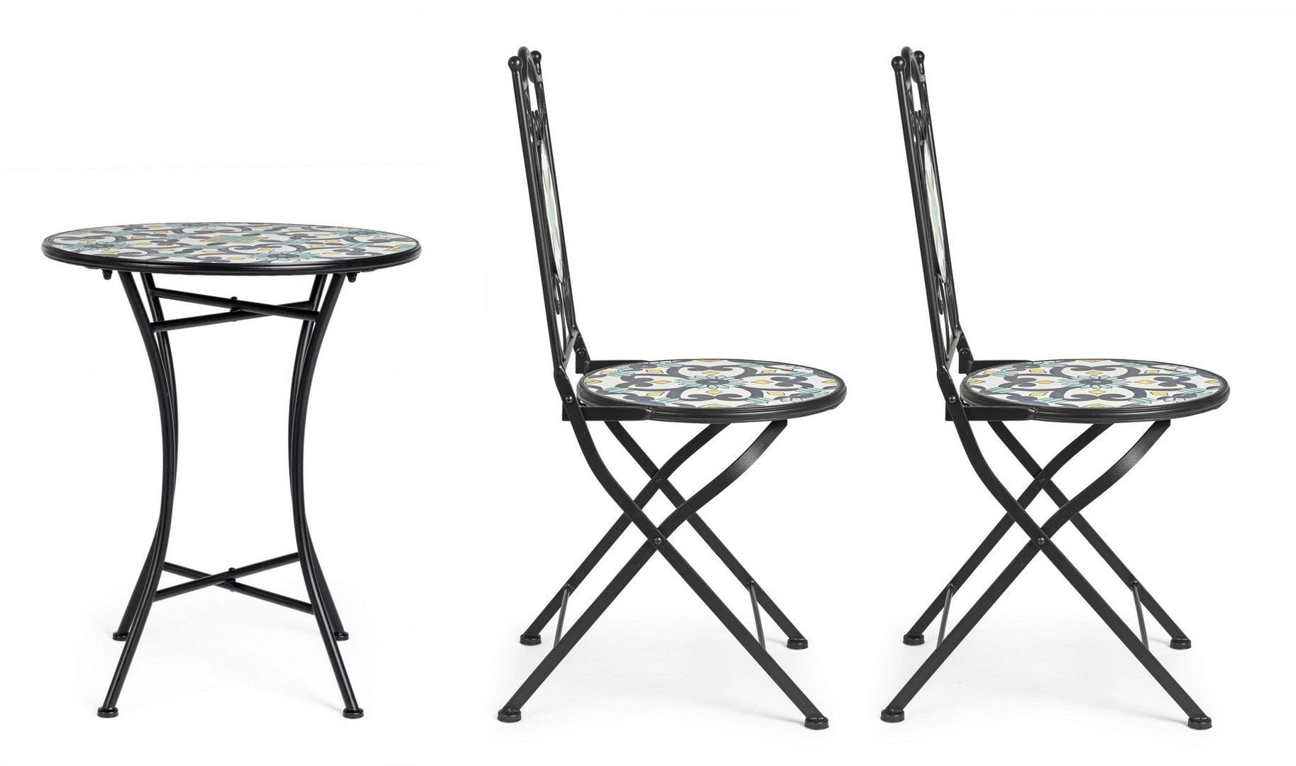Set da giardino con 2 sedie ed un tavolo pieghevoli Positano Multicolore (4)