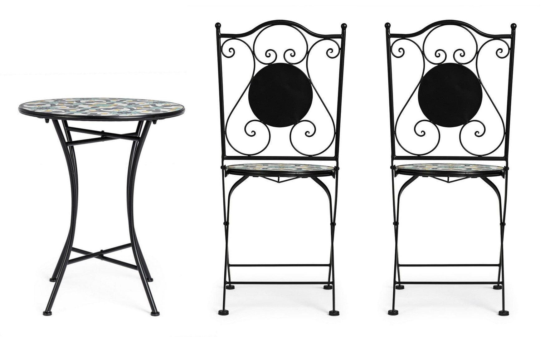 Set da giardino con 2 sedie ed un tavolo pieghevoli Positano Multicolore (5)