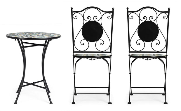 Set da giardino con 2 sedie ed un tavolo pieghevoli Positano Multicolore (5)