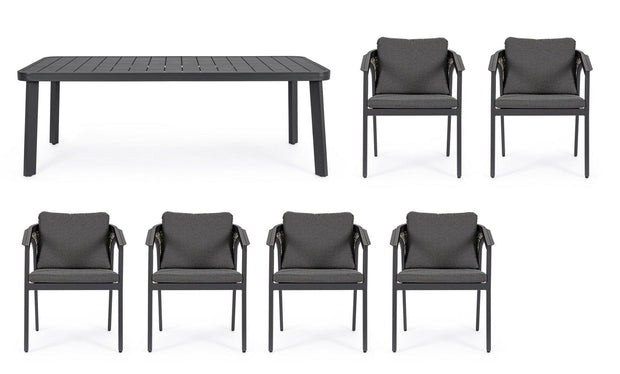 Set da giardino con tavolo e 6 sedie Cordova Antracite (5)