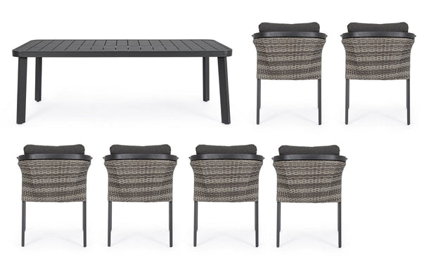 Set da giardino con tavolo e 6 sedie Cordova Antracite (6)