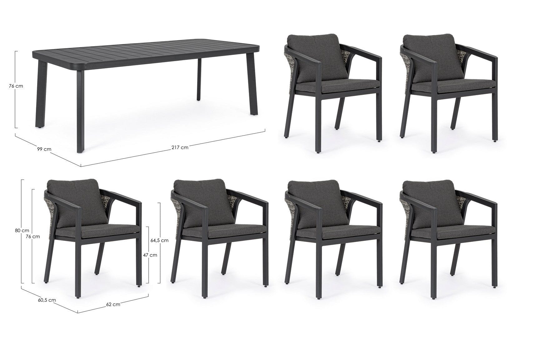 Set da giardino con tavolo e 6 sedie Cordova Antracite (11)