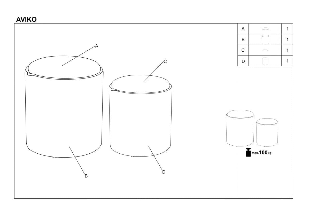 Set di 2 pouf contenitore in tessuto Avice Grigio (5)