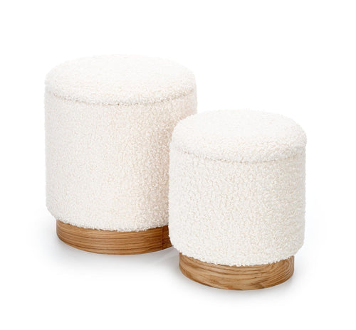 Set di 2 pouf contenitore in tessuto Canute Crema