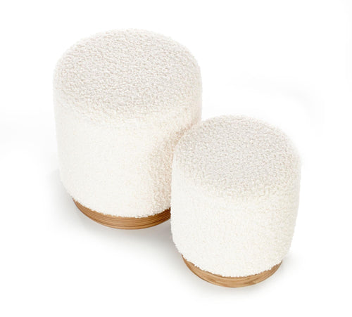 Set di 2 pouf contenitore in tessuto Canute Crema (1)