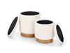 Set di 2 pouf contenitore in tessuto Canute Crema (2)