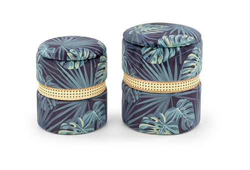 Set di 2 pouf contenitore in tessuto Conwal Multicolore