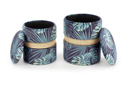 Set di 2 pouf contenitore in tessuto Conwal Multicolore (1)