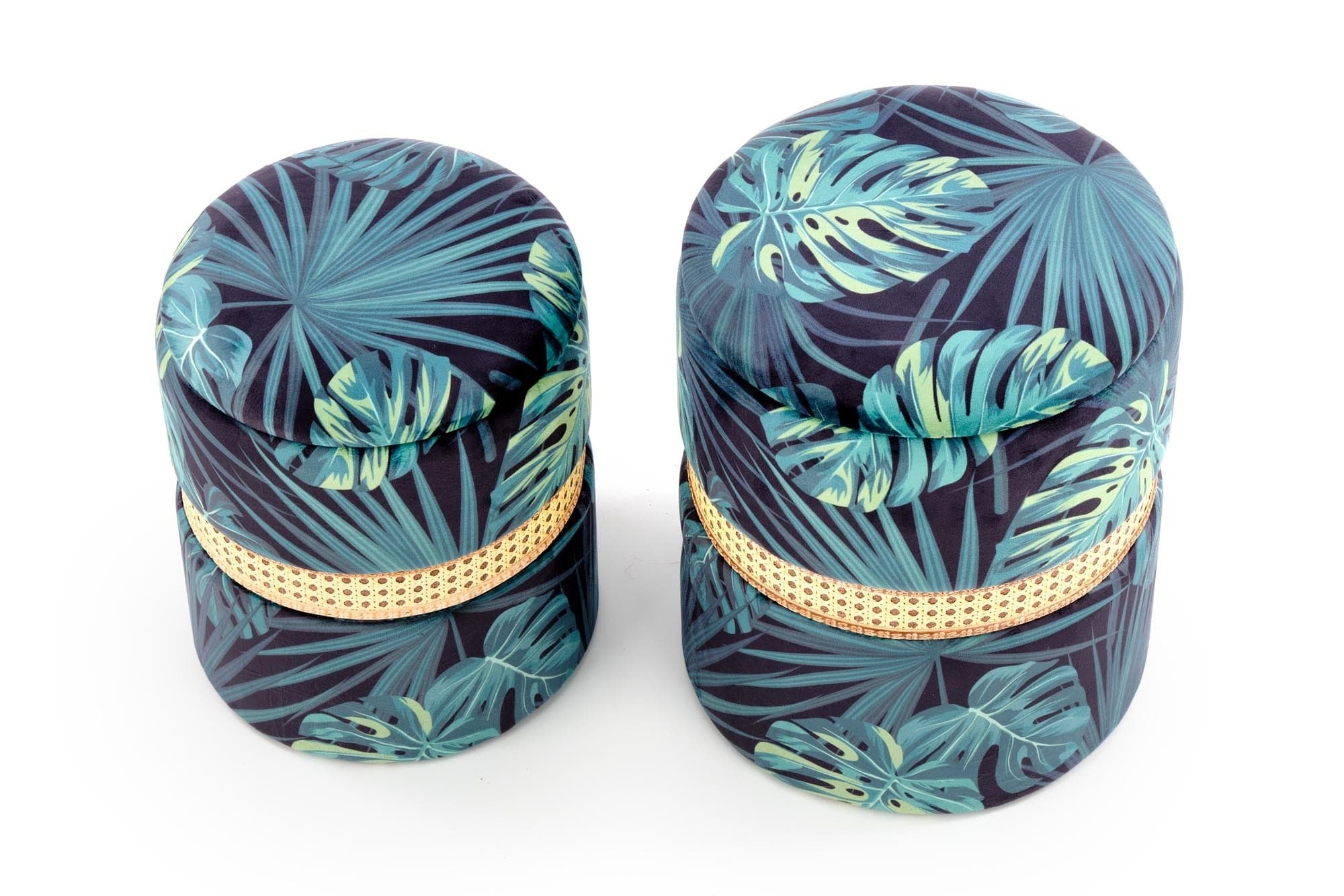 Set di 2 pouf contenitore in tessuto Conwal Multicolore (5)