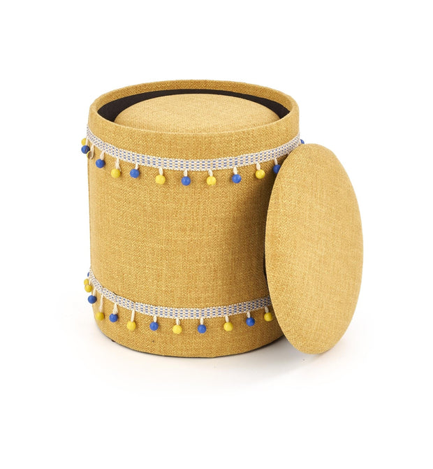 Set di 2 pouf contenitore in tessuto Grayton Giallo (2)