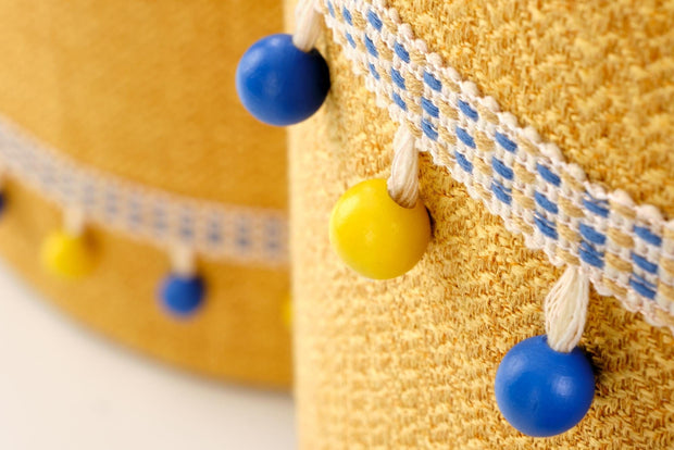 Set di 2 pouf contenitore in tessuto Grayton Giallo (5)