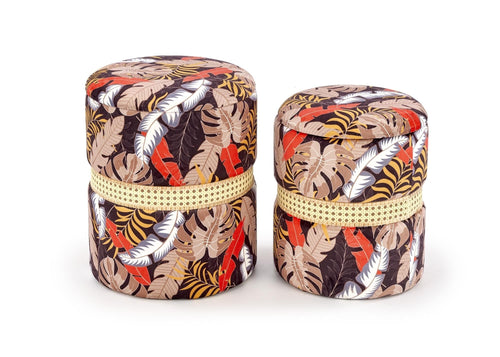 Set di 2 pouf contenitore in tessuto Kenji Multicolore