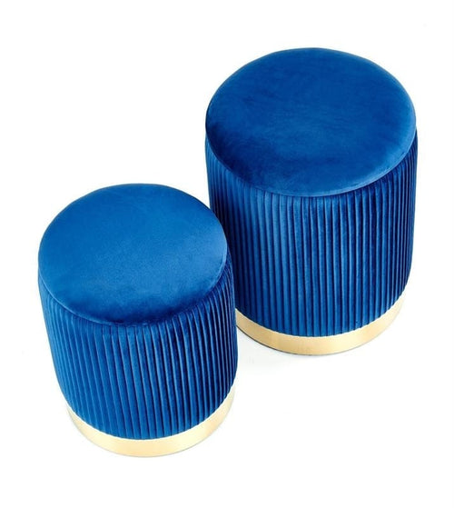 Set di 2 pouf contenitore in velluto Montagne Blu