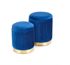 Set di 2 pouf contenitore in velluto Montagne Blu (1)