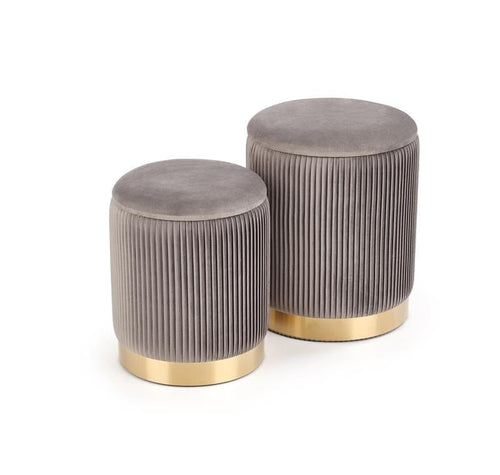 Set di 2 pouf contenitore in velluto Montagne Grigio