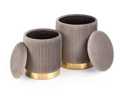 Set di 2 pouf contenitore in velluto Montagne Grigio (1)