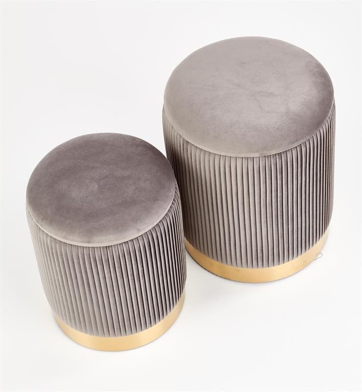 Set di 2 pouf contenitore in velluto Montagne Grigio (2)