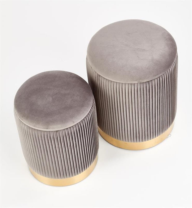 Set di 2 pouf contenitore in velluto Montagne Grigio (2)