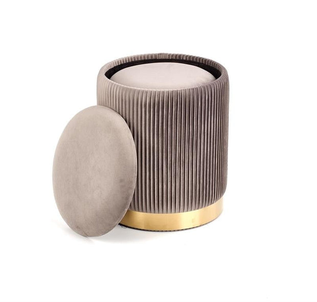 Set di 2 pouf contenitore in velluto Montagne Grigio (4)